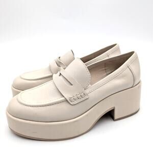 Dolce Vita Yanni Platform Loafer Shoes Round Toe Women's Ivory Size US6.5 EU37